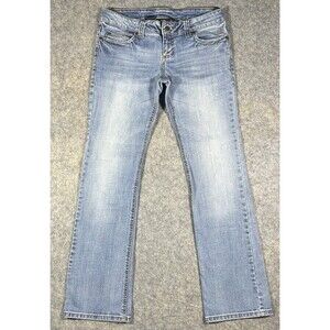 Harley Davidson Jeans Blue LowRise Bootcut Embroidered Pocket Women Size 10 Long